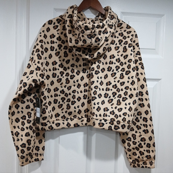 Bebe Womens Cropped Leopard Print Hoodie, NWT. Size XL - Picture 9 of 11
